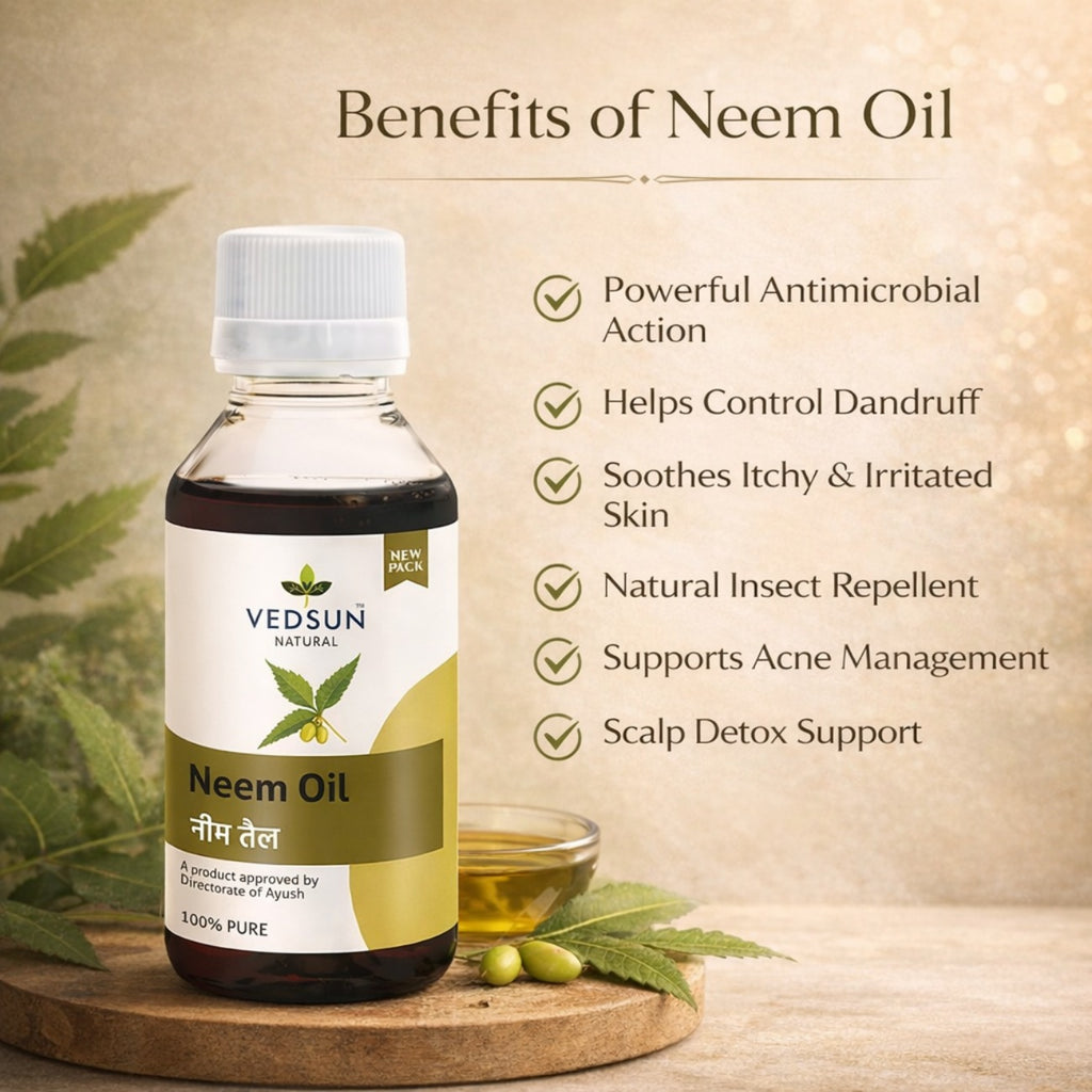 Neem Oil by Vedsun – 100% Pure Cold Pressed Oil for Acne, Dandruff & Skin Health