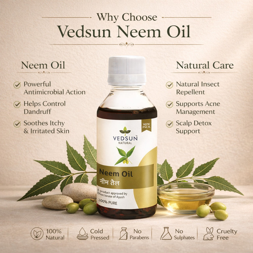 Neem Oil by Vedsun – 100% Pure Cold Pressed Oil for Acne, Dandruff & Skin Health