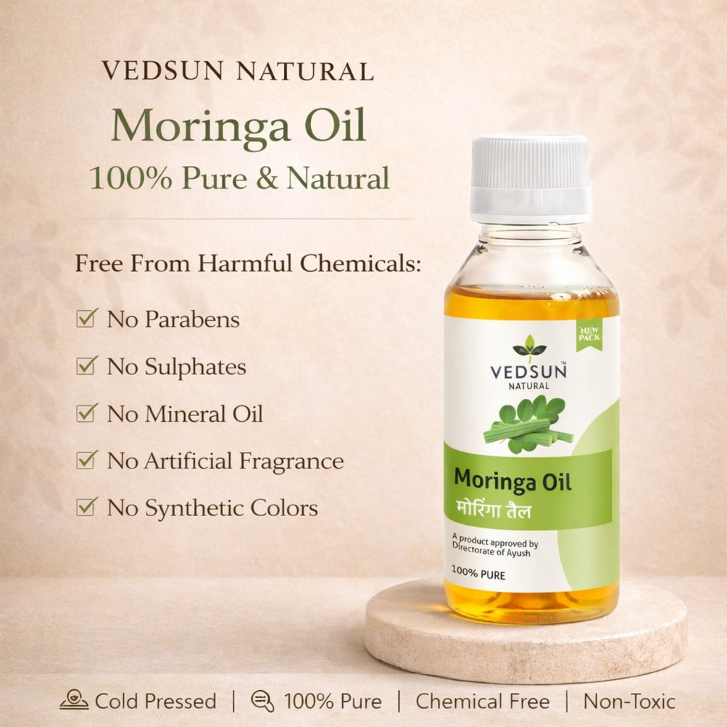 Moringa Oil by Vedsun – 100% Pure Cold Pressed Oil for Skin, Hair & Cellular Repair Support