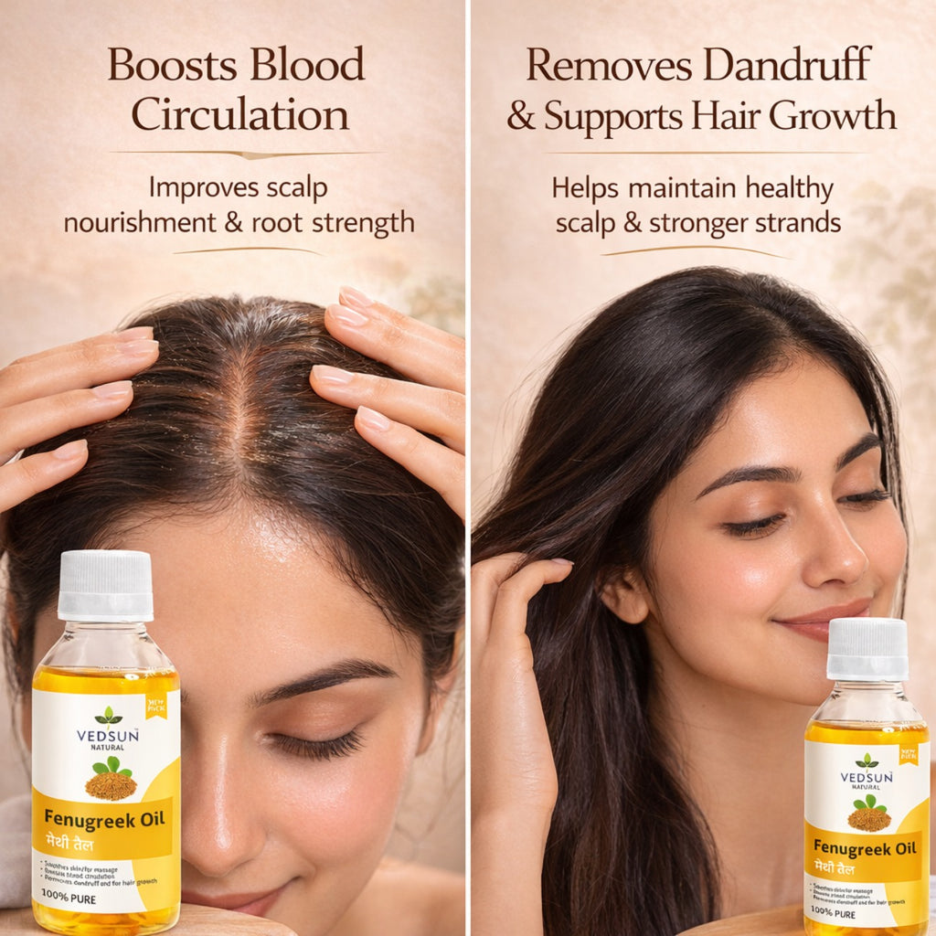 Fenugreek Oil by Vedsun – 100% Pure Methi Oil for Hair Growth, Dandruff & Scalp Health