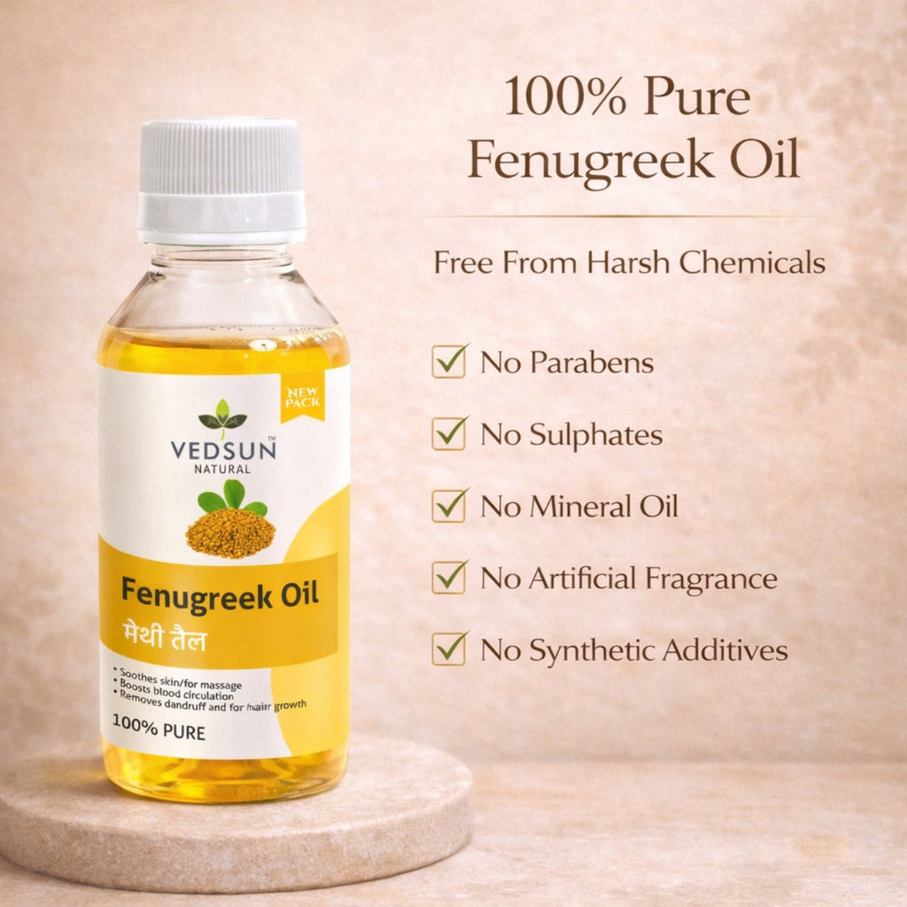 Fenugreek Oil by Vedsun – 100% Pure Methi Oil for Hair Growth, Dandruff & Scalp Health
