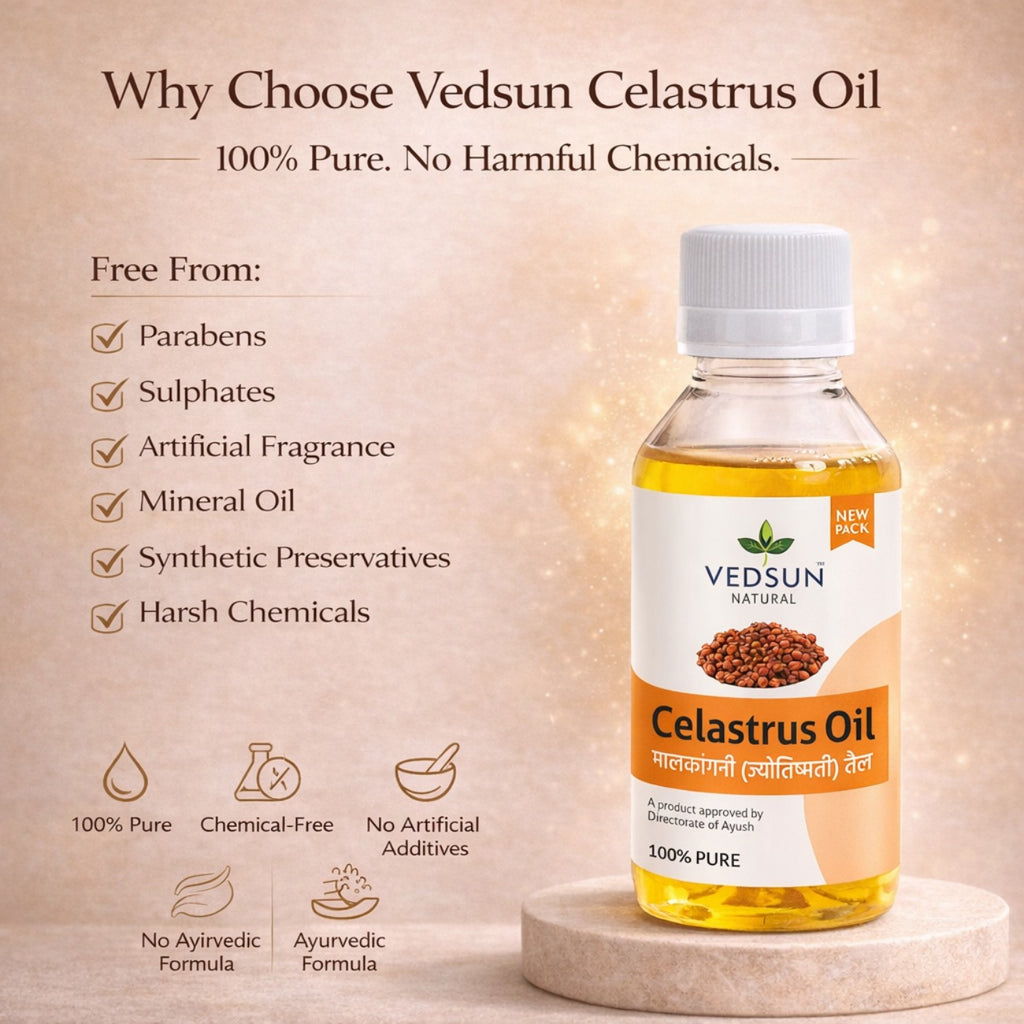 Celastrus Oil by Vedsun – 100% Pure Jyotishmati Oil for Hair Growth & Cognitive Wellness