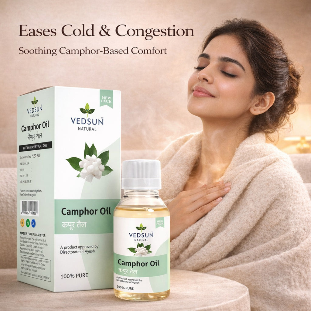 Camphor Oil by Vedsun – 100% Pure Kapoor Oil for Pain Relief, Cold & Respiratory Support
