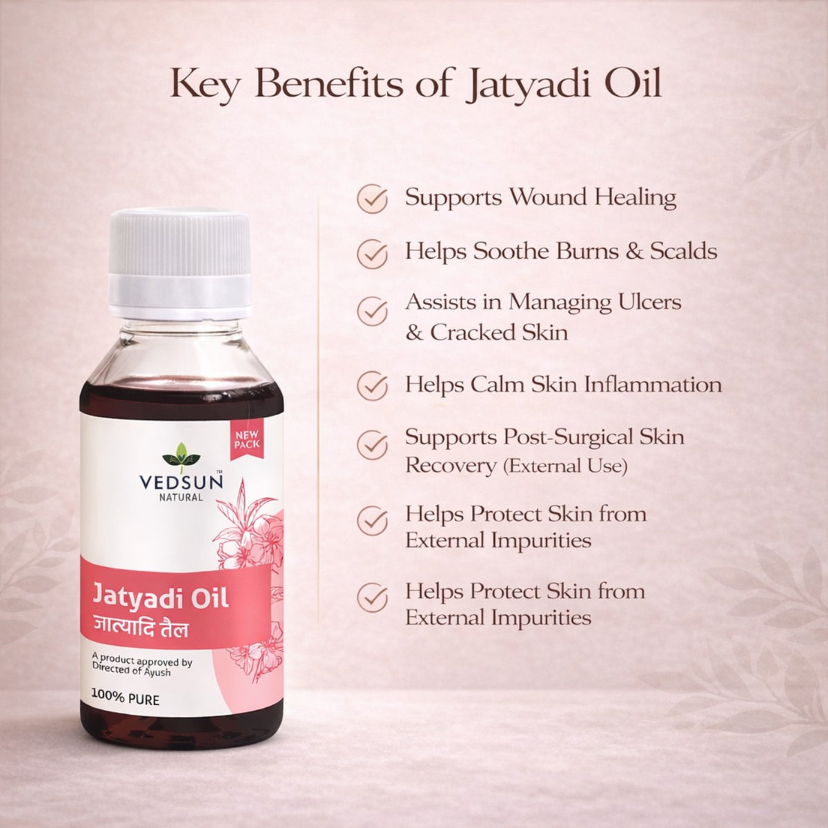 Jatyadi Oil by Vedsun – 100% Pure Ayurvedic Oil for Skin Healing & Wound Care