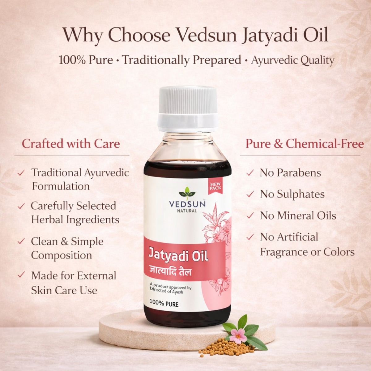 Jatyadi Oil by Vedsun – 100% Pure Ayurvedic Oil for Skin Healing & Wound Care