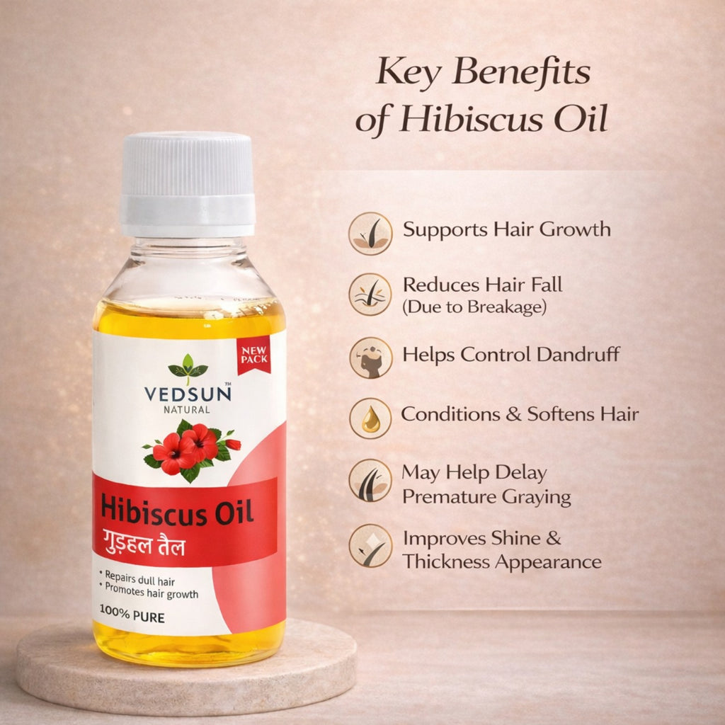 Hibiscus Oil by Vedsun – 100% Pure Hair Oil for Growth, Dandruff & Hair Strength
