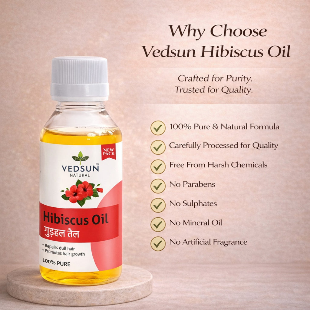 Hibiscus Oil by Vedsun – 100% Pure Hair Oil for Growth, Dandruff & Hair Strength
