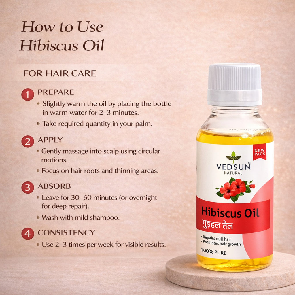 Hibiscus Oil by Vedsun – 100% Pure Hair Oil for Growth, Dandruff & Hair Strength