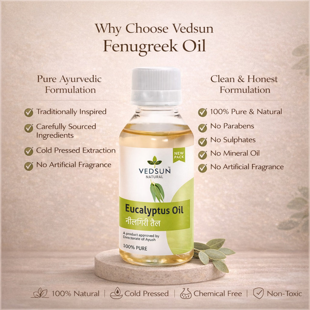 Eucalyptus Oil by Vedsun – 100% Pure Essential Oil for Cold, Pain Relief & Respiratory Support