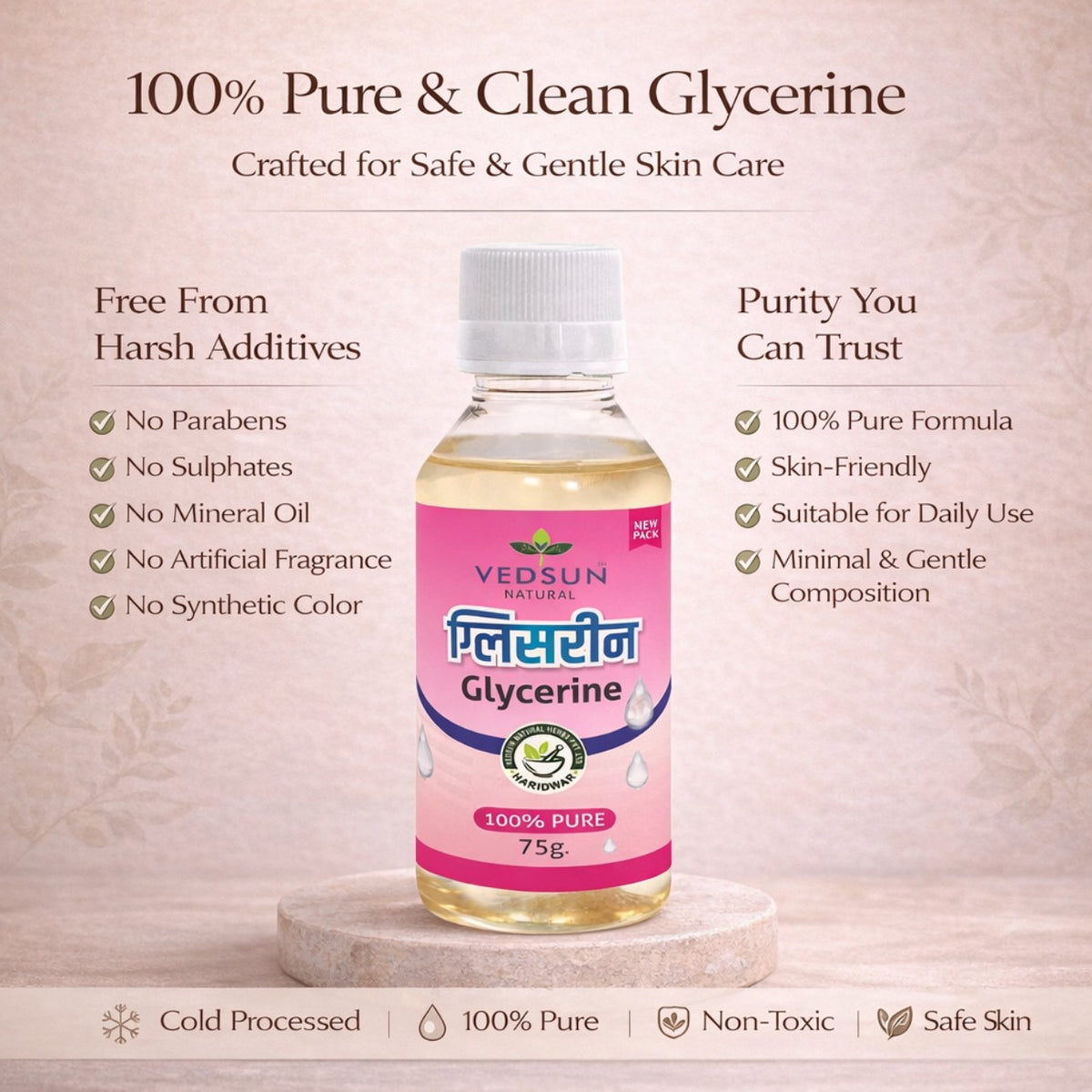 Glycerine by Vedsun – 100% Pure Vegetable Glycerin for Skin Hydration & Glow