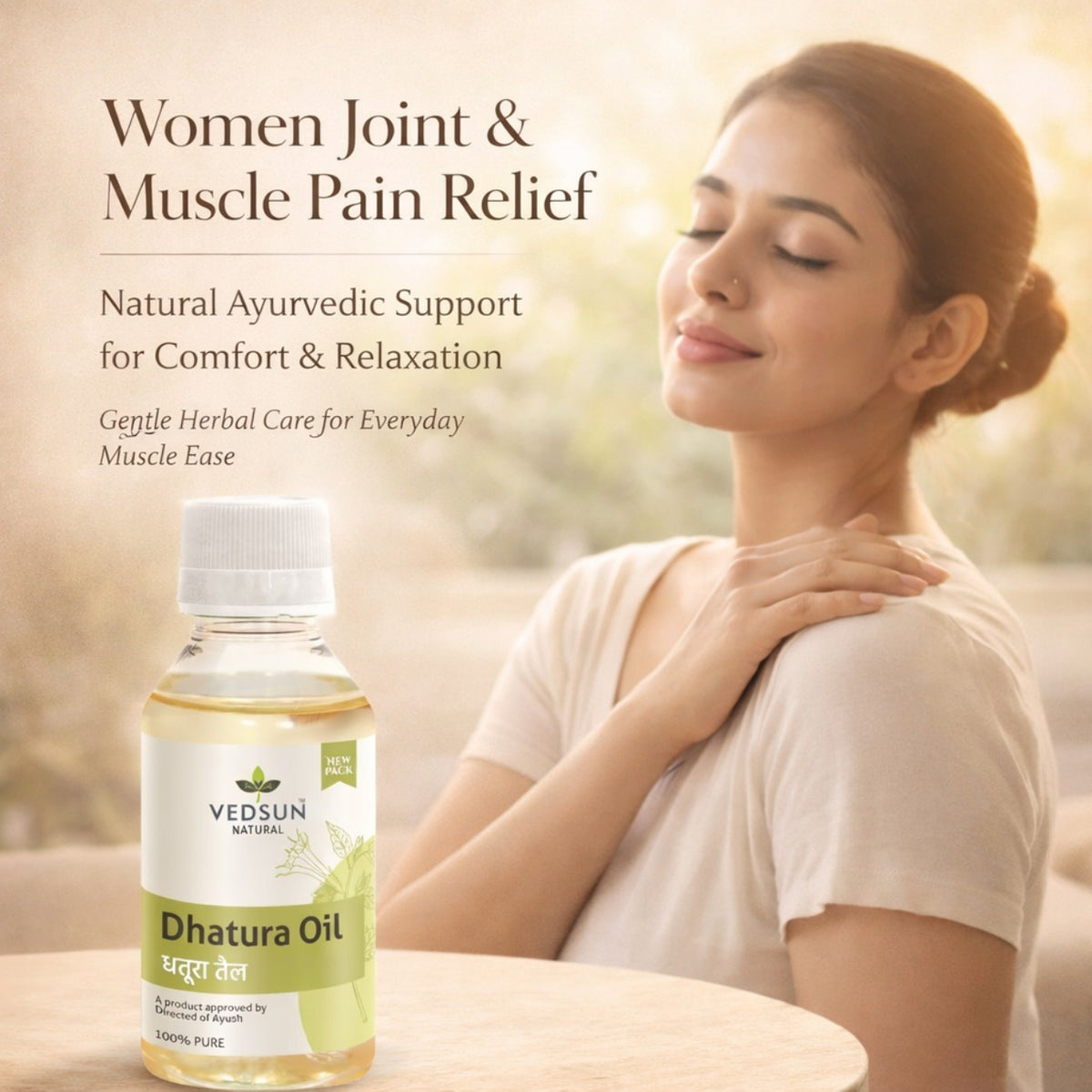 Dhatura Oil by Vedsun – 100% Pure Ayurvedic Oil for Joint Support & Pain Relief Massage