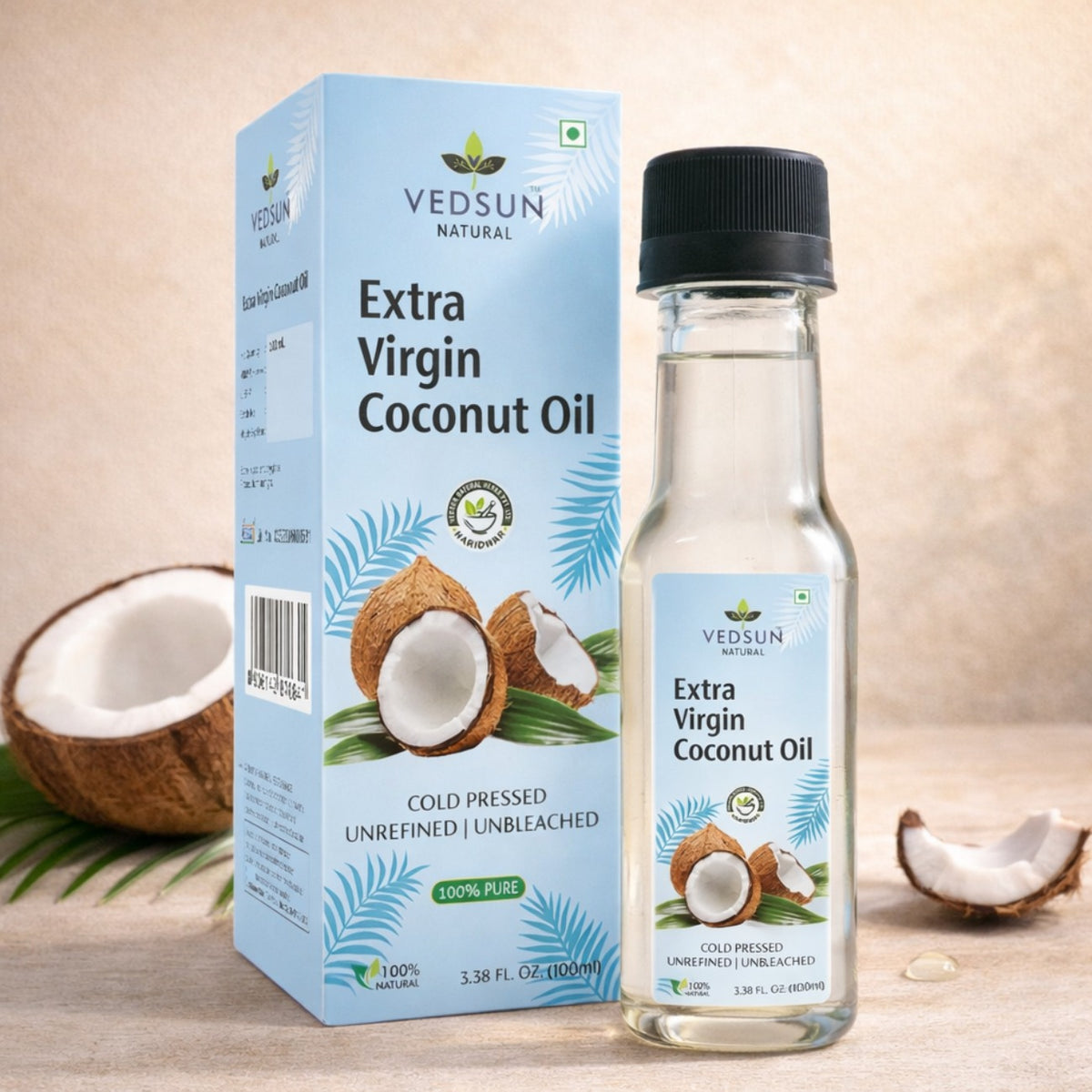 Extra Virgin Coconut Oil by Vedsun – Pure Cold Pressed Oil for Hair, Skin & Wellness