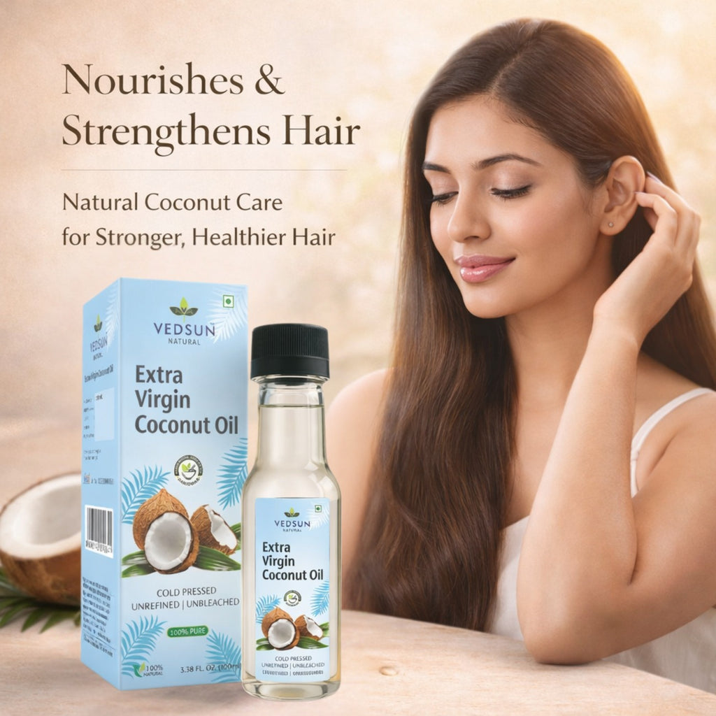 Extra Virgin Coconut Oil by Vedsun – Pure Cold Pressed Oil for Hair, Skin & Wellness