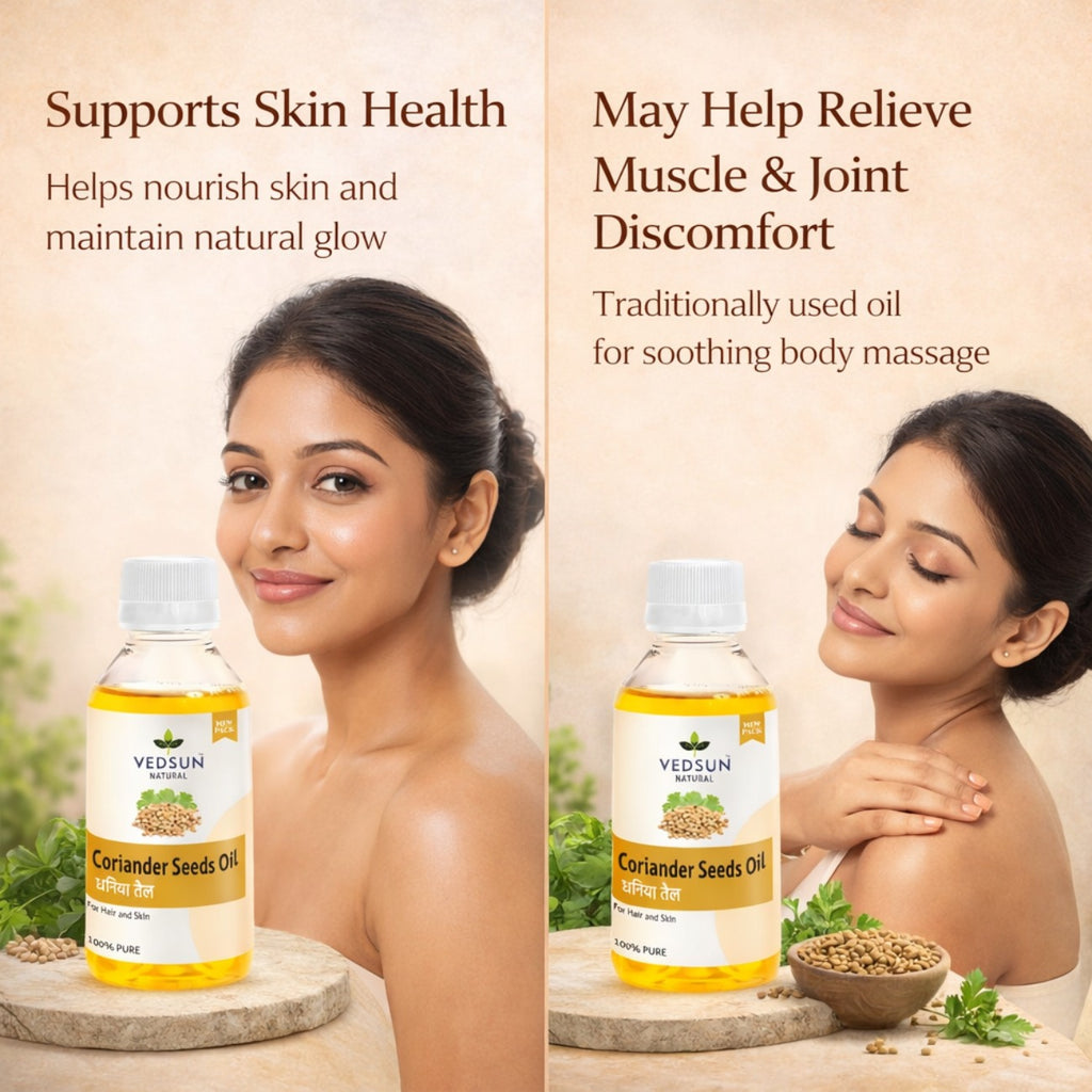 Coriander Seed Oil by Vedsun – 100% Pure Dhaniya Oil for Digestion, Skin & Aromatherapy