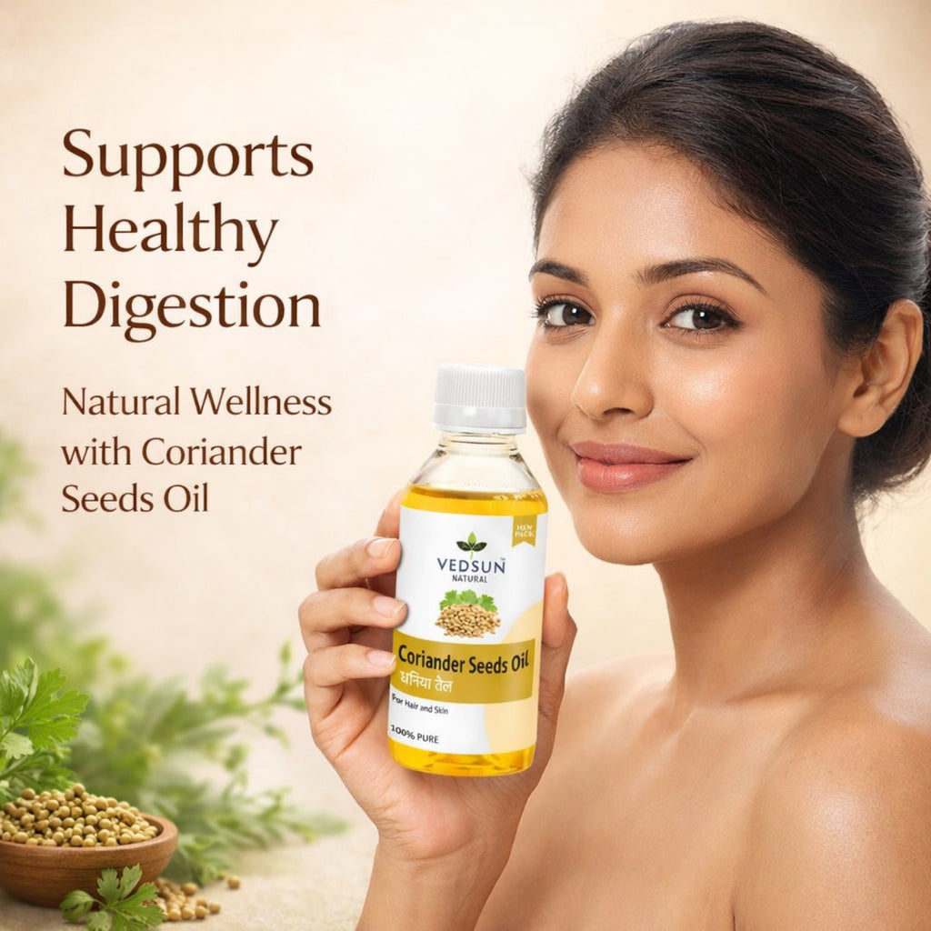 Coriander Seed Oil by Vedsun – 100% Pure Dhaniya Oil for Digestion, Skin & Aromatherapy