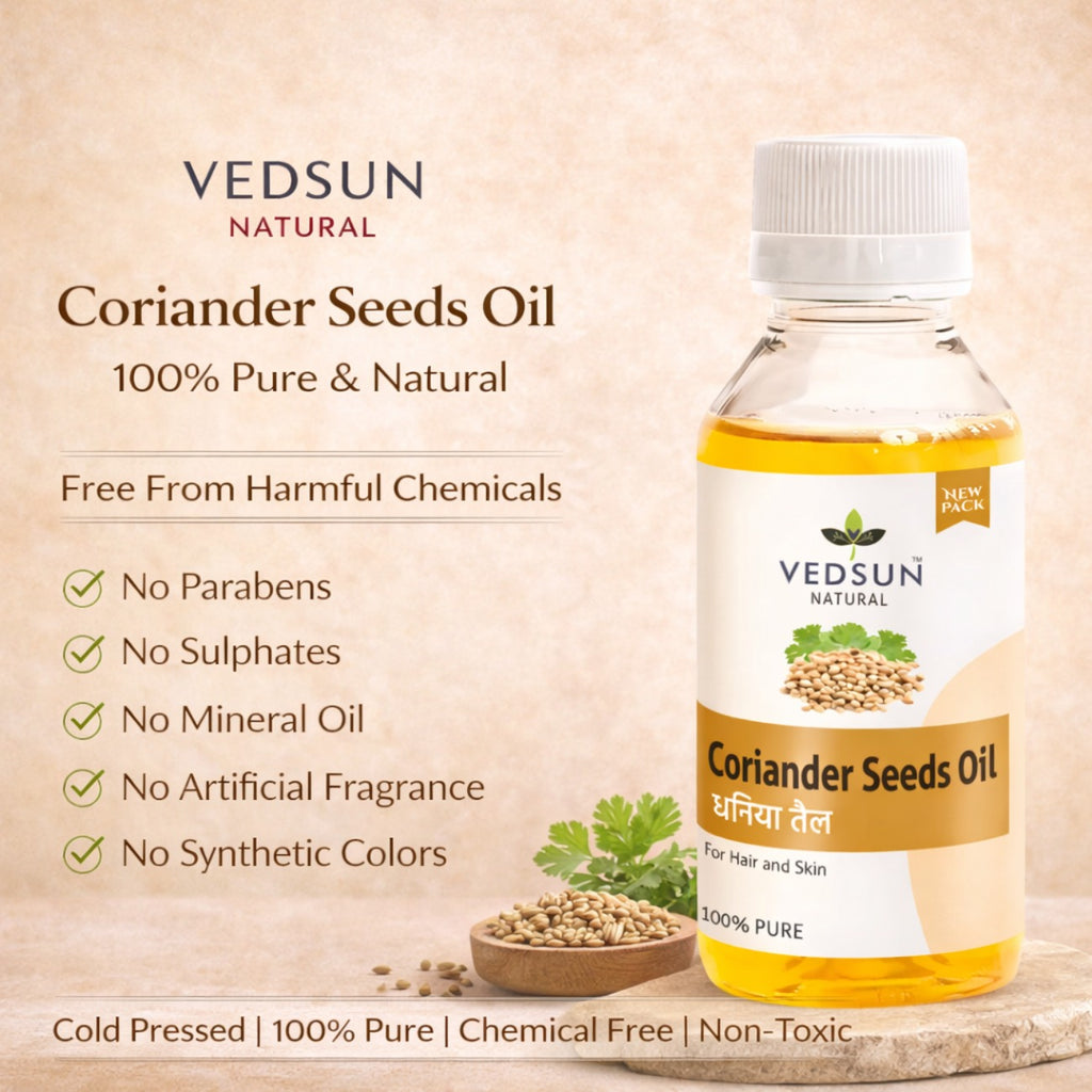 Coriander Seed Oil by Vedsun – 100% Pure Dhaniya Oil for Digestion, Skin & Aromatherapy