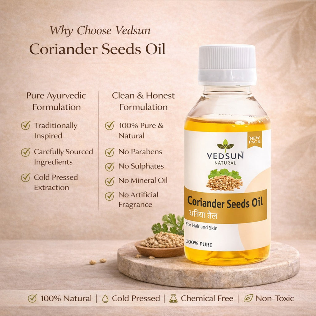 Coriander Seed Oil by Vedsun – 100% Pure Dhaniya Oil for Digestion, Skin & Aromatherapy