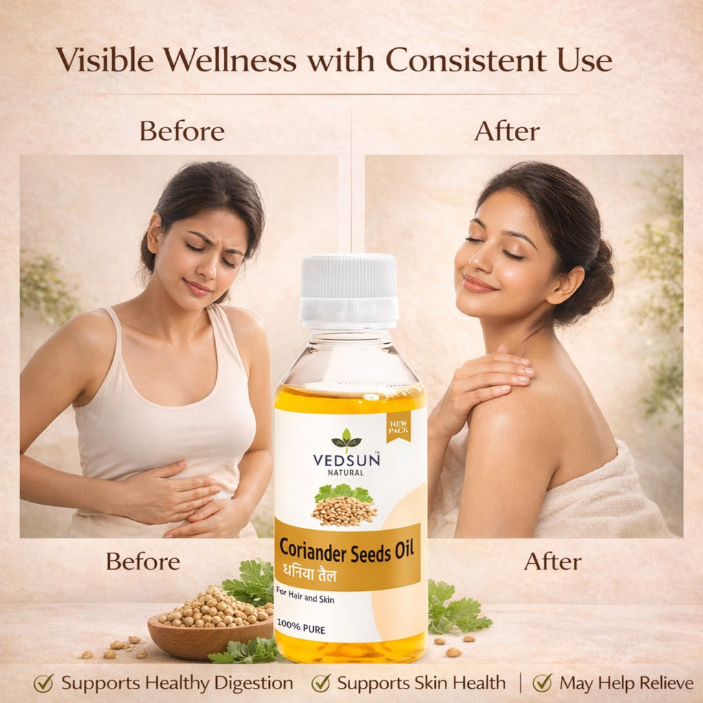 Coriander Seed Oil by Vedsun – 100% Pure Dhaniya Oil for Digestion, Skin & Aromatherapy