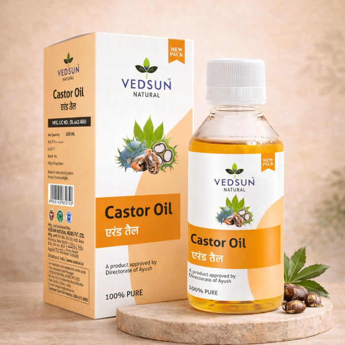 Castor Oil by Vedsun – 100% Pure Cold Pressed Oil for Hair Growth & Skin Nourishment