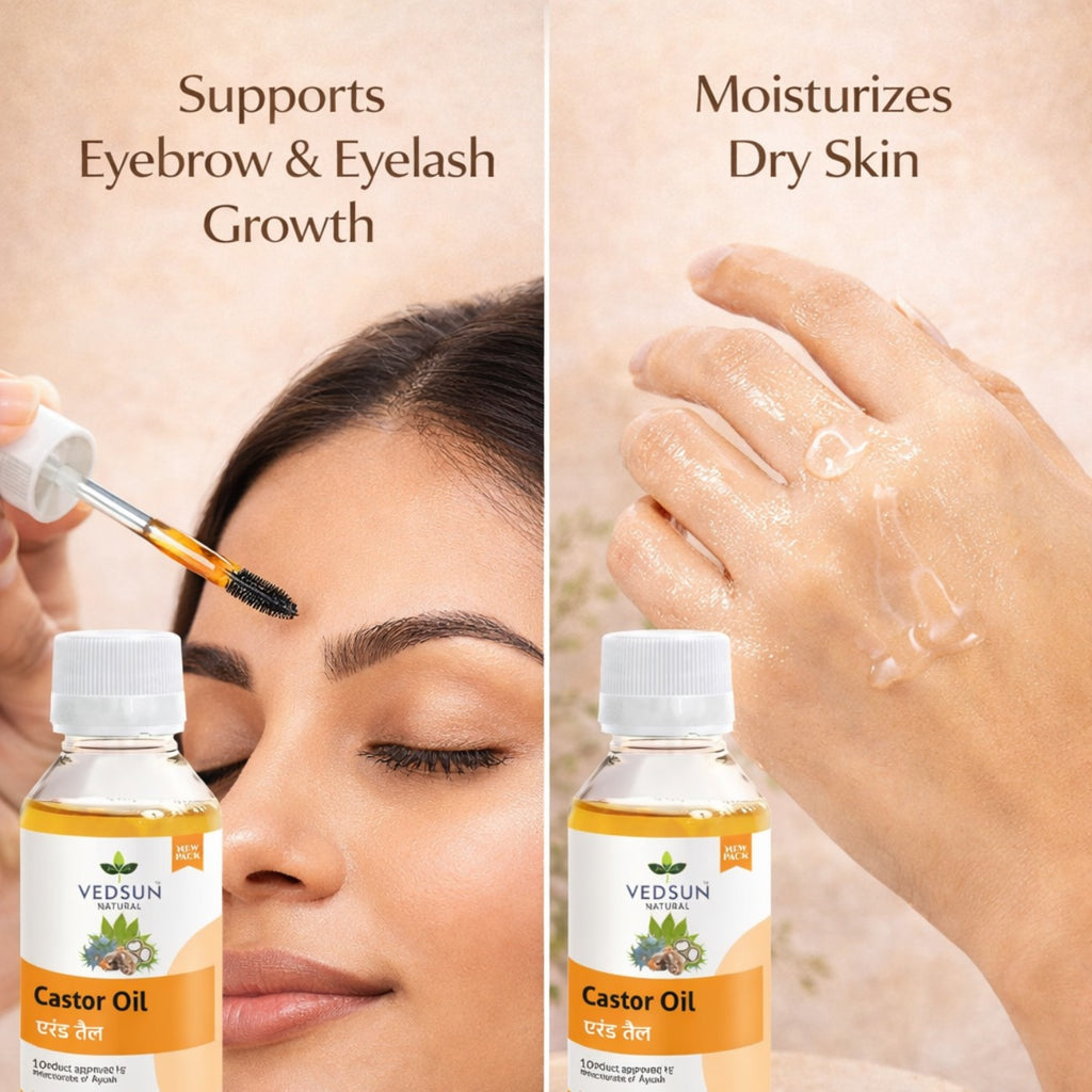 Castor Oil by Vedsun – 100% Pure Cold Pressed Oil for Hair Growth & Skin Nourishment