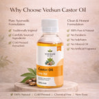 Castor Oil by Vedsun – 100% Pure Cold Pressed Oil for Hair Growth & Skin Nourishment