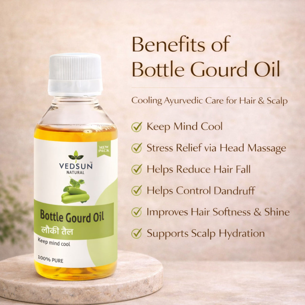 Bottle Gourd Oil by Vedsun – 100% Pure Lauki Oil for Hair Growth & Scalp Health