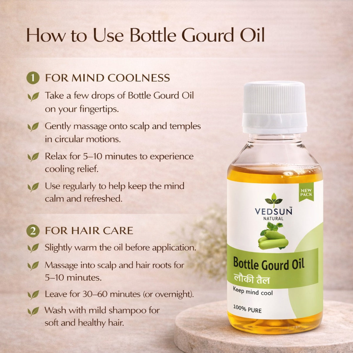Bottle Gourd Oil by Vedsun – 100% Pure Lauki Oil for Hair Growth & Scalp Health