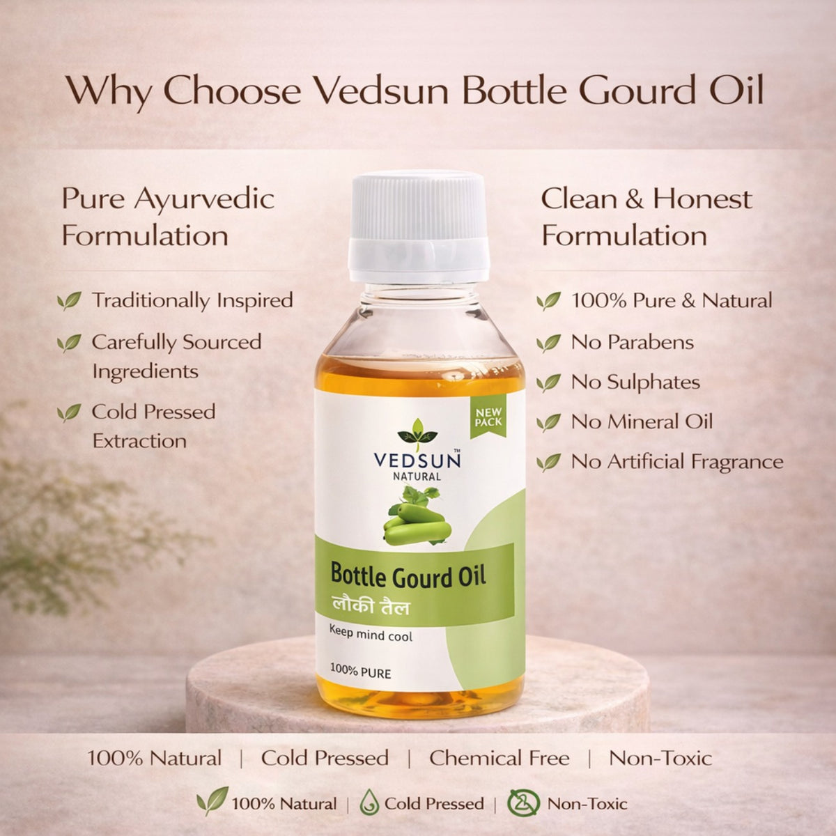 Bottle Gourd Oil by Vedsun – 100% Pure Lauki Oil for Hair Growth & Scalp Health