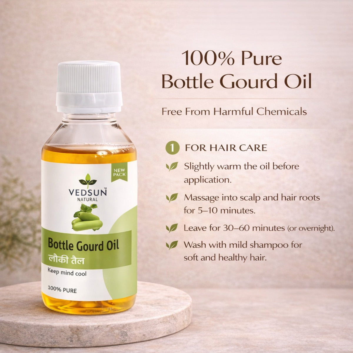 Bottle Gourd Oil by Vedsun – 100% Pure Lauki Oil for Hair Growth & Scalp Health