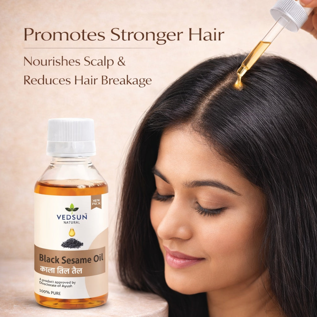 Black Sesame Oil – Natural Cold Pressed Black Til Oil for Abhyanga, Joint Care & Body Massage