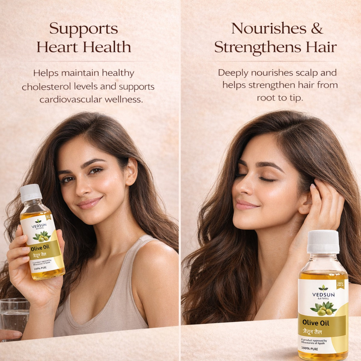 Olive Oil by Vedsun – 100% Pure Extra Virgin Oil for Cooking, Hair & Skin Care