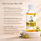Olive Oil by Vedsun – 100% Pure Extra Virgin Oil for Cooking, Hair & Skin Care