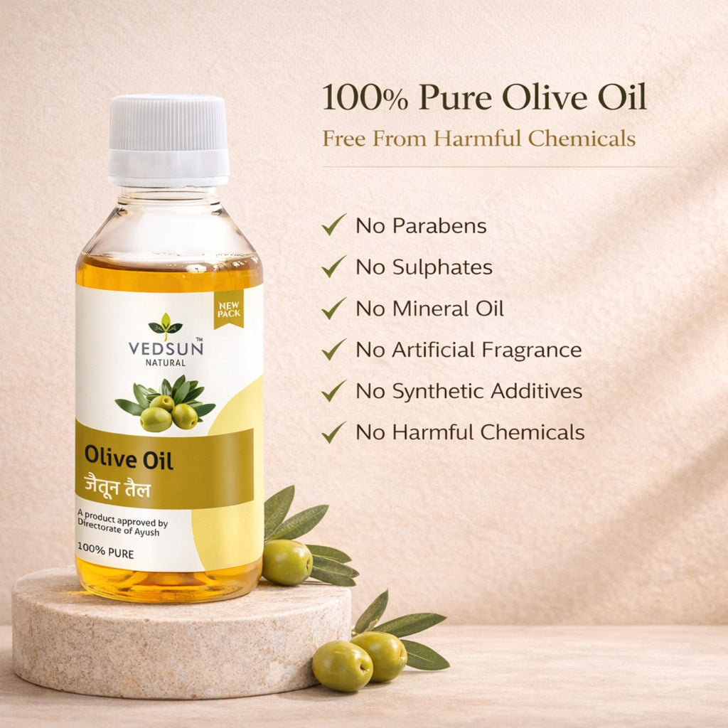Olive Oil by Vedsun – 100% Pure Extra Virgin Oil for Cooking, Hair & Skin Care