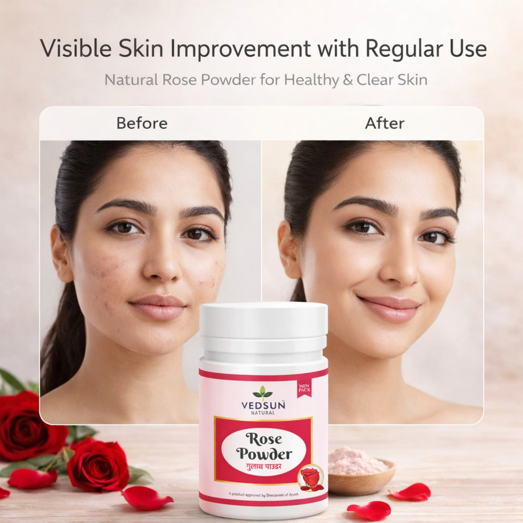 Rose Powder by Vedsun – 100% Pure Rose Petal Powder for Face Pack, Skin Glow & Care
