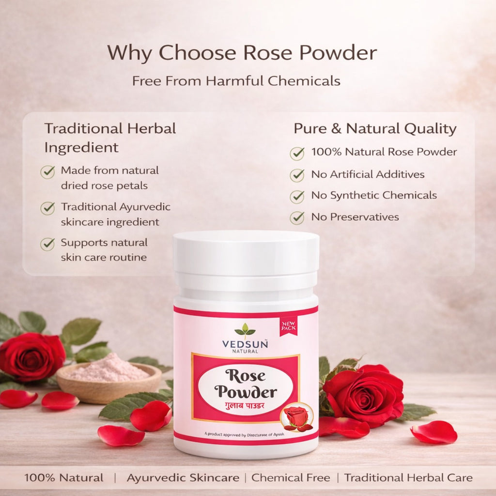 Rose Powder by Vedsun – 100% Pure Rose Petal Powder for Face Pack, Skin Glow & Care