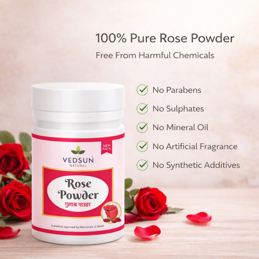 Rose Powder by Vedsun – 100% Pure Rose Petal Powder for Face Pack, Skin Glow & Care