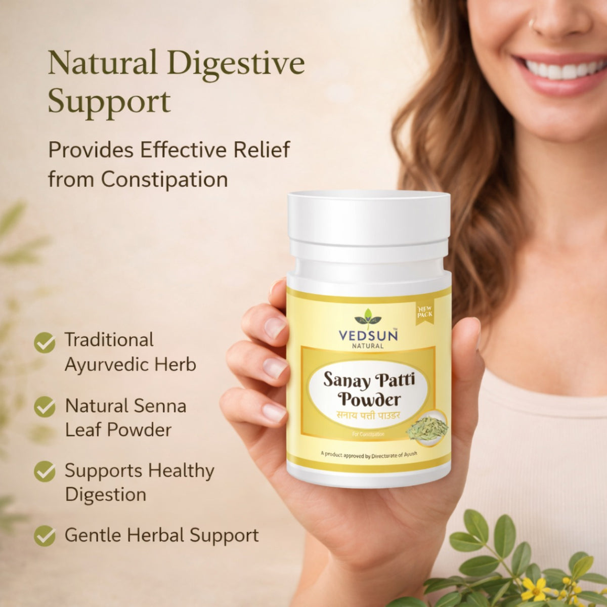 Sanay Patti Powder by Vedsun – 100% Pure Senna Powder Powder for Digestion & Wellness