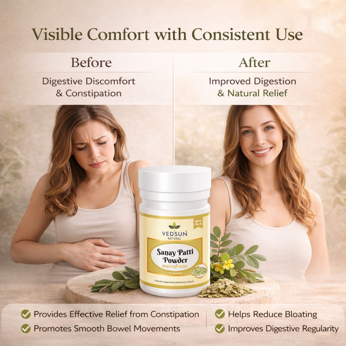 Sanay Patti Powder by Vedsun – 100% Pure Senna Powder Powder for Digestion & Wellness