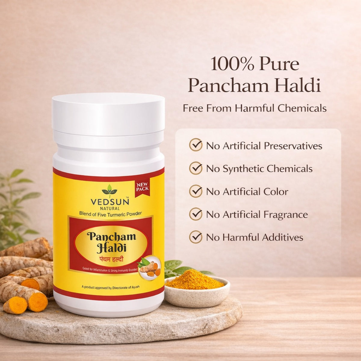 Pancham Haldi by Vedsun – 100% Pure Turmeric Powder for Skin Glow & Ayurvedic Use