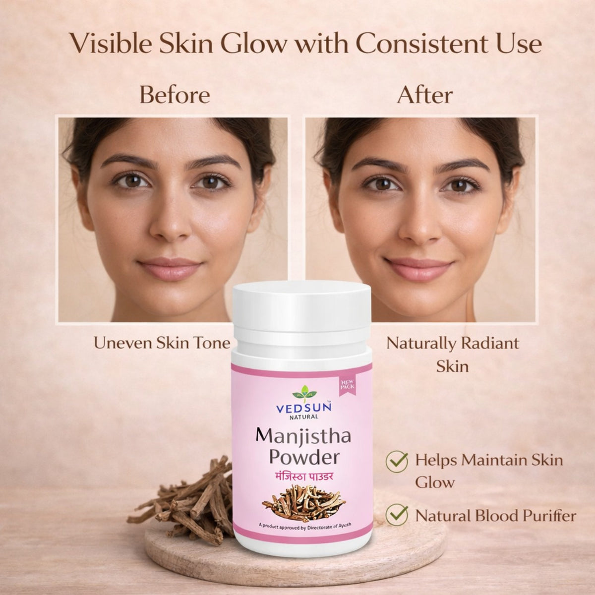 Manjistha Powder by Vedsun – 100% Pure Ayurvedic Churna for Skin Brightening & Detox