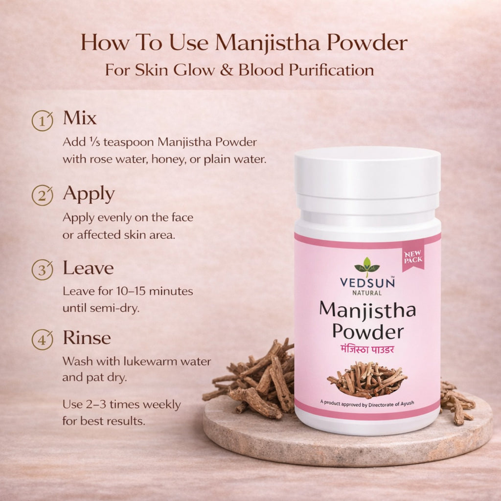 Manjistha Powder by Vedsun – 100% Pure Ayurvedic Churna for Skin Brightening & Detox