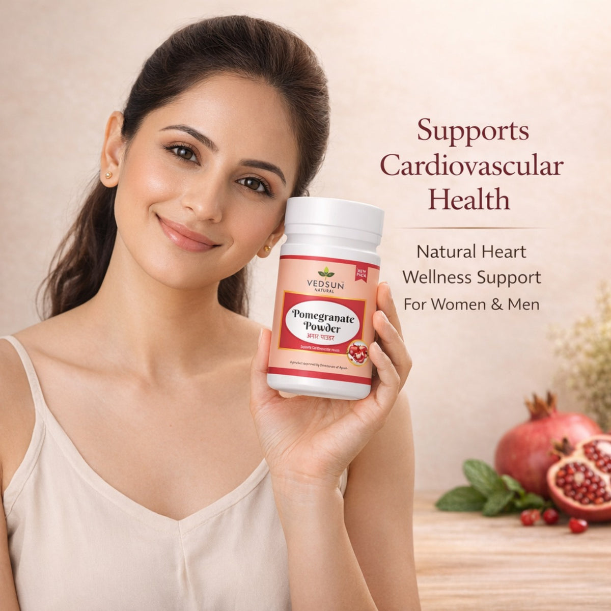 Pomegranate Powder by Vedsun – 100% Pure Anar Powder for Skin Glow & Anti-Aging Care