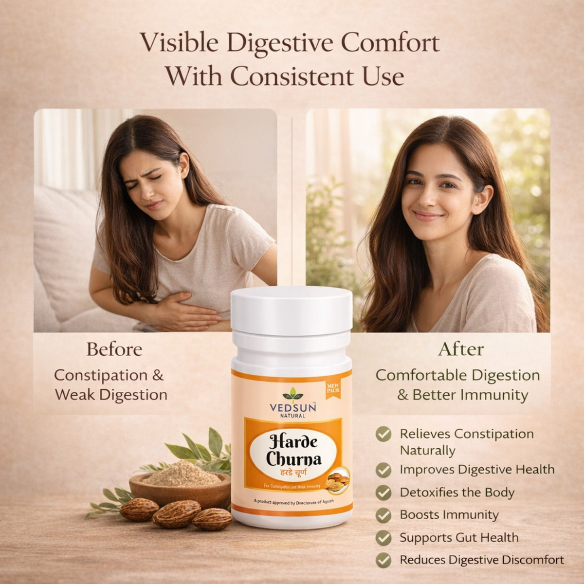 Harde Churna by Vedsun – 100% Pure Haritaki Powder for Gut Cleanse & Digestion Support