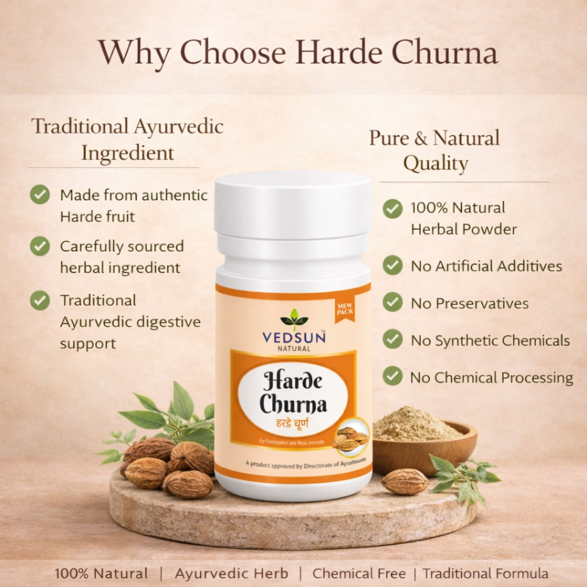 Harde Churna by Vedsun – 100% Pure Haritaki Powder for Gut Cleanse & Digestion Support