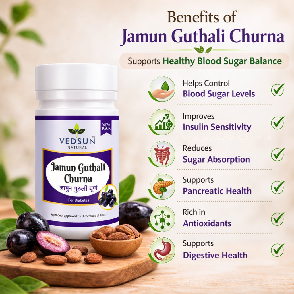 Jamun Guthli Churna by Vedsun – 100% Pure Seed Powder for Metabolic & Digestive Support