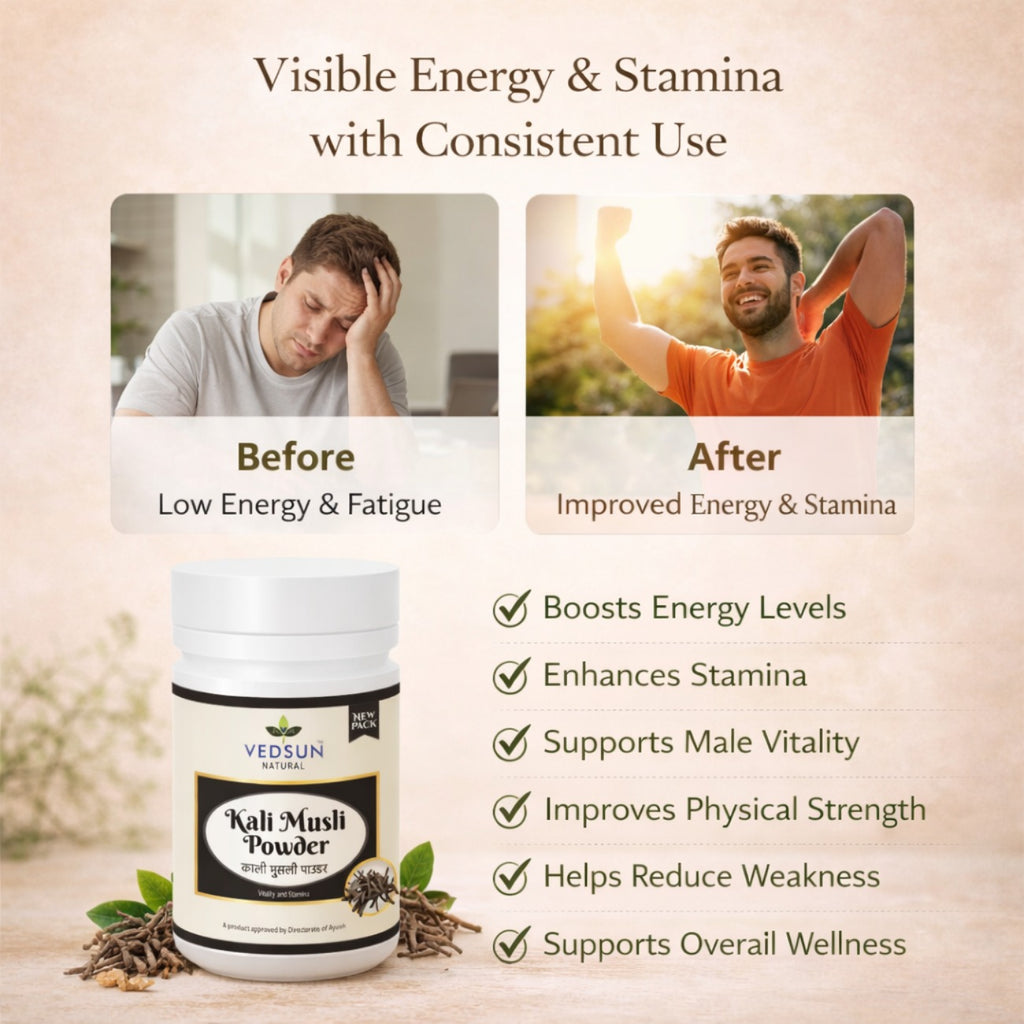 Kali Musli Churna by Vedsun – 100% Pure Black Musli Powder for Stamina & Energy Support