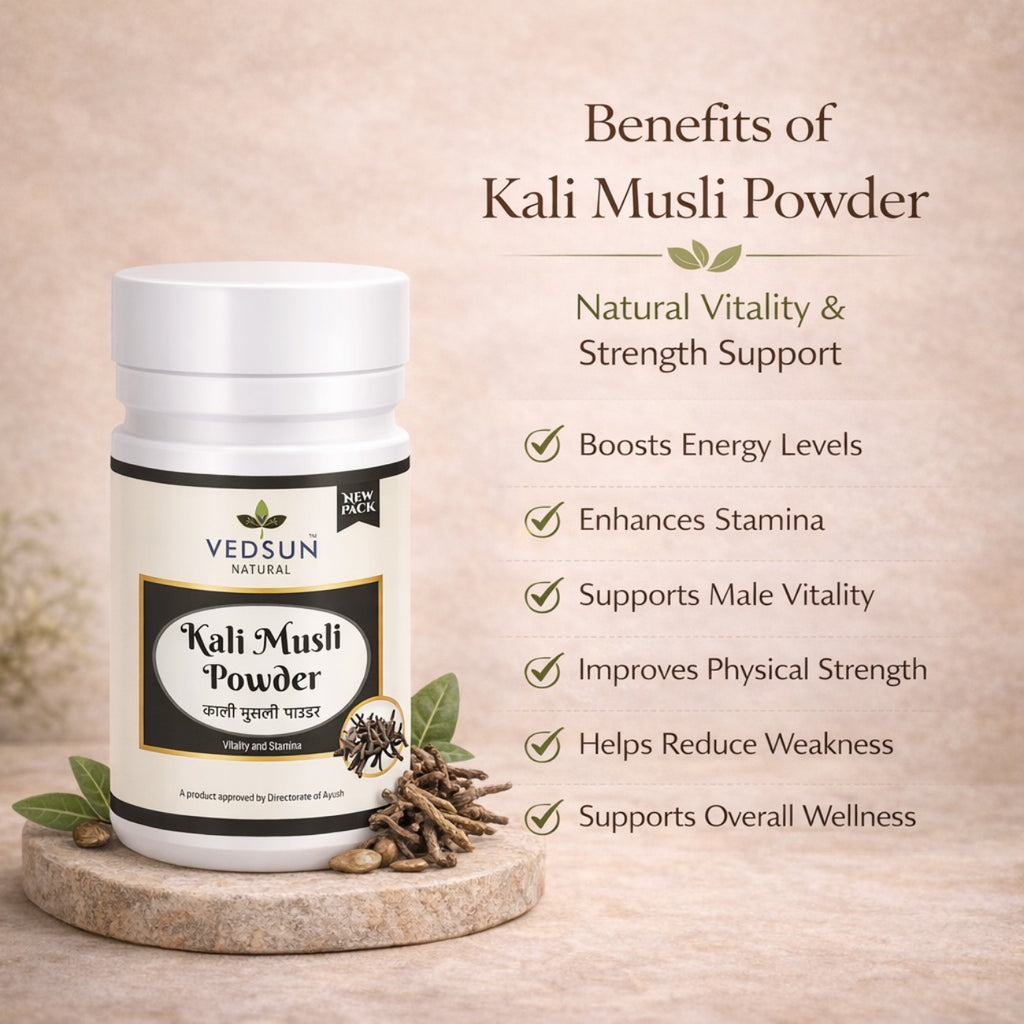 Kali Musli Churna by Vedsun – 100% Pure Black Musli Powder for Stamina & Energy Support