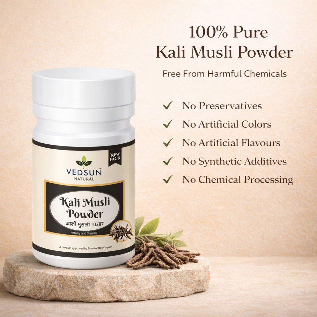 Kali Musli Churna by Vedsun – 100% Pure Black Musli Powder for Stamina & Energy Support