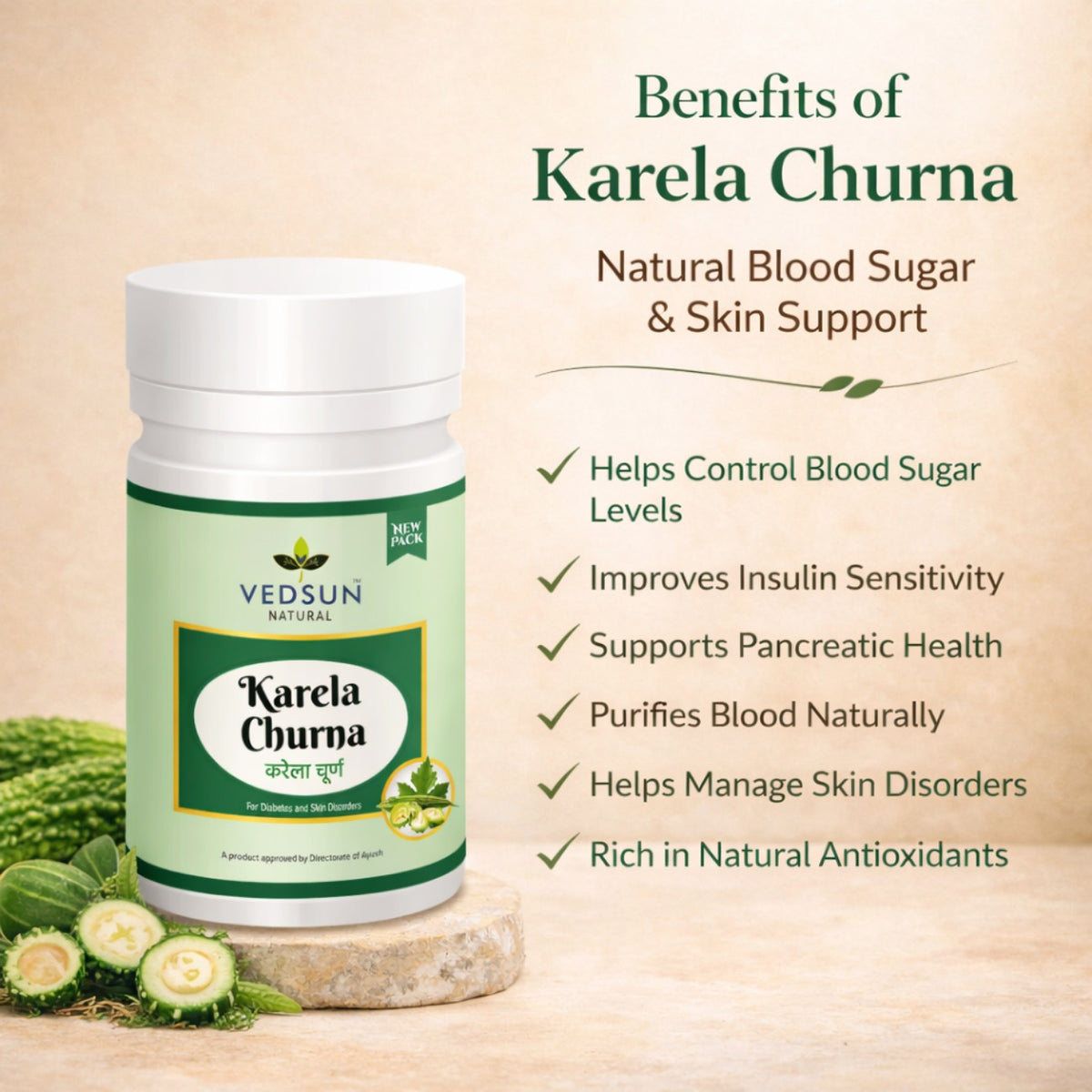 Karela Churna by Vedsun – 100% Pure Bitter Gourd Powder for Metabolic & Digestive Health