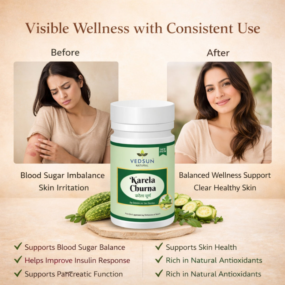Karela Churna by Vedsun – 100% Pure Bitter Gourd Powder for Metabolic & Digestive Health